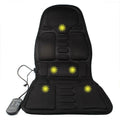 Black heating massage mat seat cushion with infrared physiotherapy function and adjustable speed control