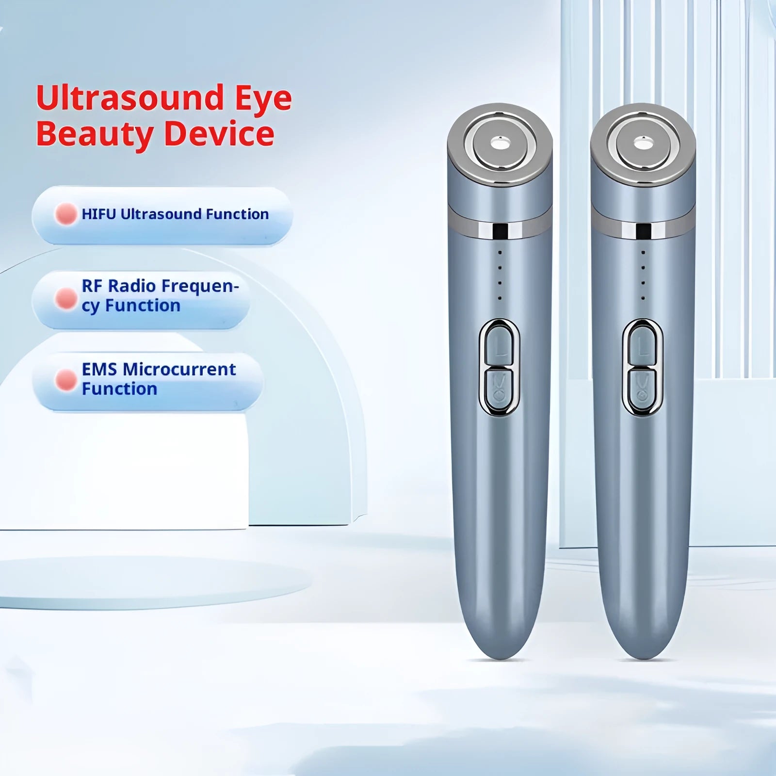 Light blue ultrasonic beauty device for eye lifting and firming with Type C charging and 4 gears