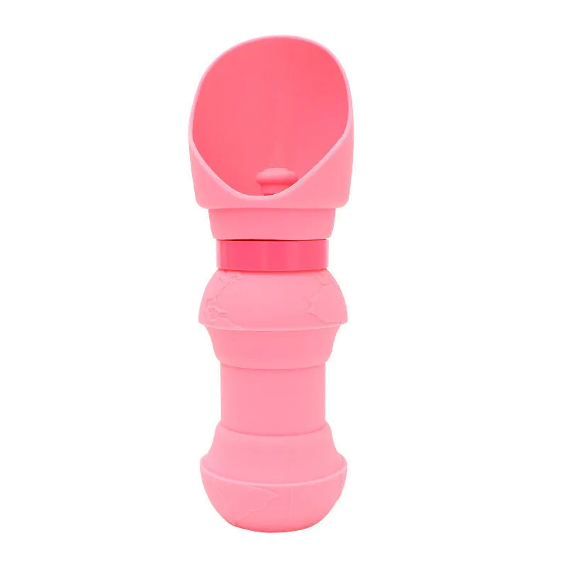 Silicone folding water cup for dogs shown in folded and unfolded states with colour options