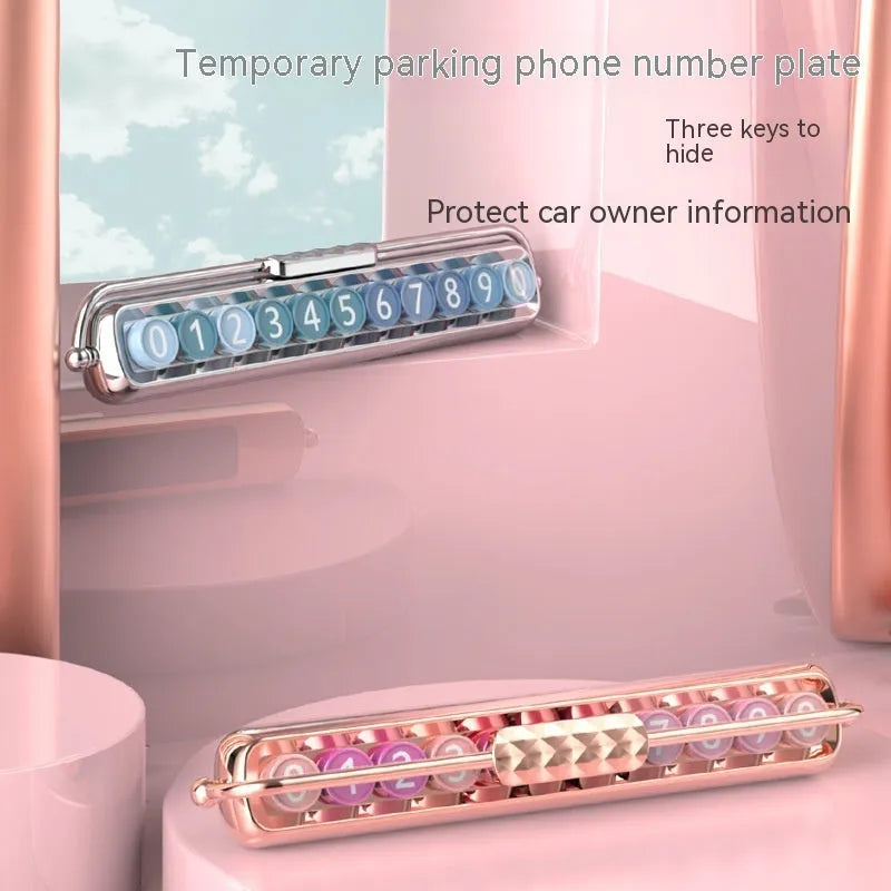 Plastic temporary car parking number plate sign in multiple colour options on a white background.