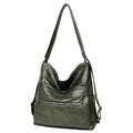 Double zipper shoulder bag for women with adjustable strap, large vertical shape, PU leather, pleated stitching, wine red colour