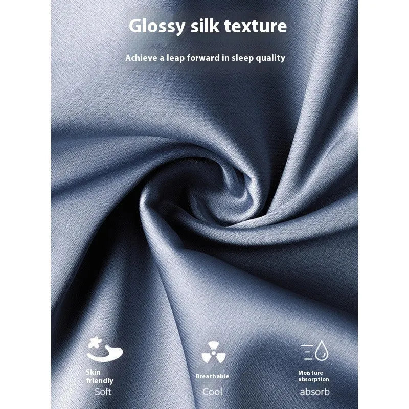 Men's ice silk home wear three-piece set with top, trousers and shorts in thin fabric