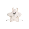 Women's soft PU messenger bag mini backpack in black with adjustable shoulder strap for cross-body or single shoulder wear
