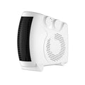 White compact electric heater with power controls for desktop or small room use