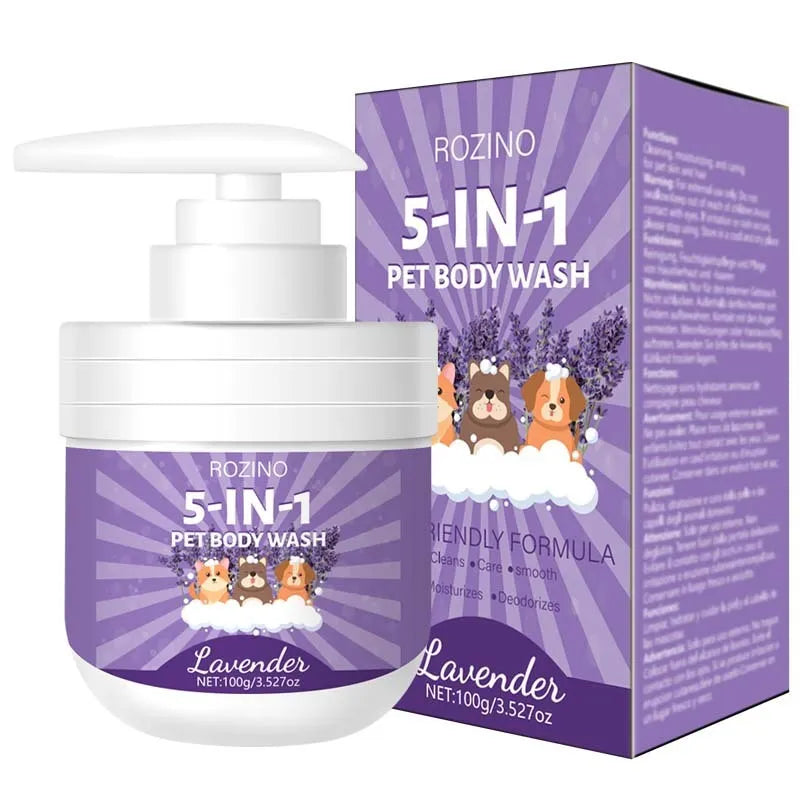 100g pet shower gel in plastic bottle with deodorising and lasting fragrance properties