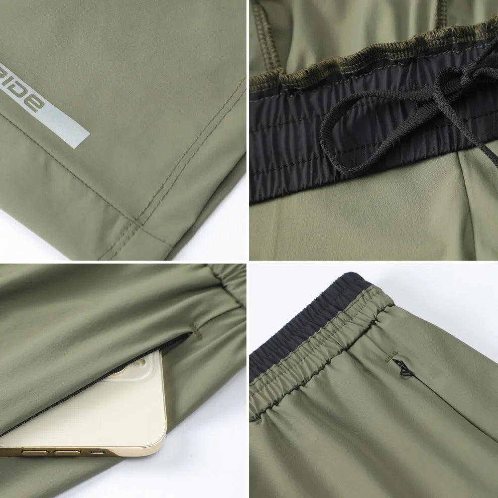 Men's grey Ice Silk quick-dry cropped workout pants showing loose athletic style and fifth-pants length