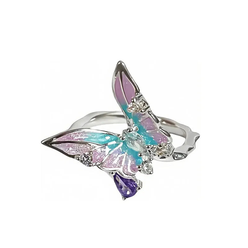 Copper adjustable insect ring with drip oil finish in colour JZ2868A