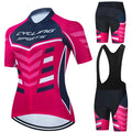 Short-sleeved cycling jersey top in rose red with mesh Lycra hexagonal grid fabric