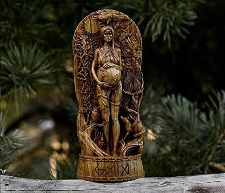 Detailed synthetic resin Greek goddess statue for altar or garden, 22cm tall in three colour options.
