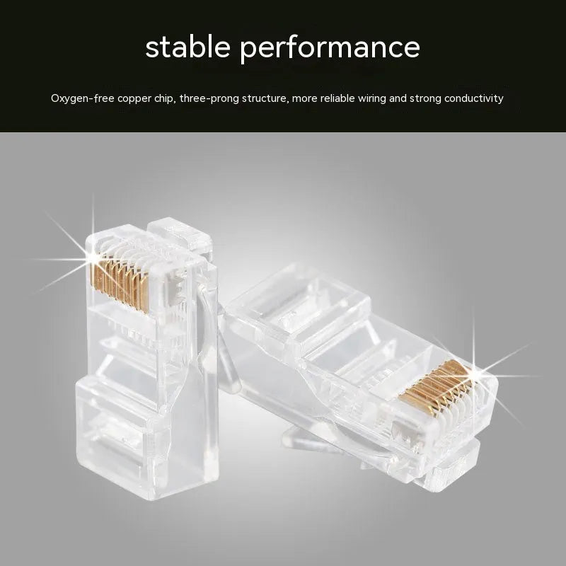 White Cat 6 RJ45 crystal head 100-piece can with gold-plated contacts and shielded jack options