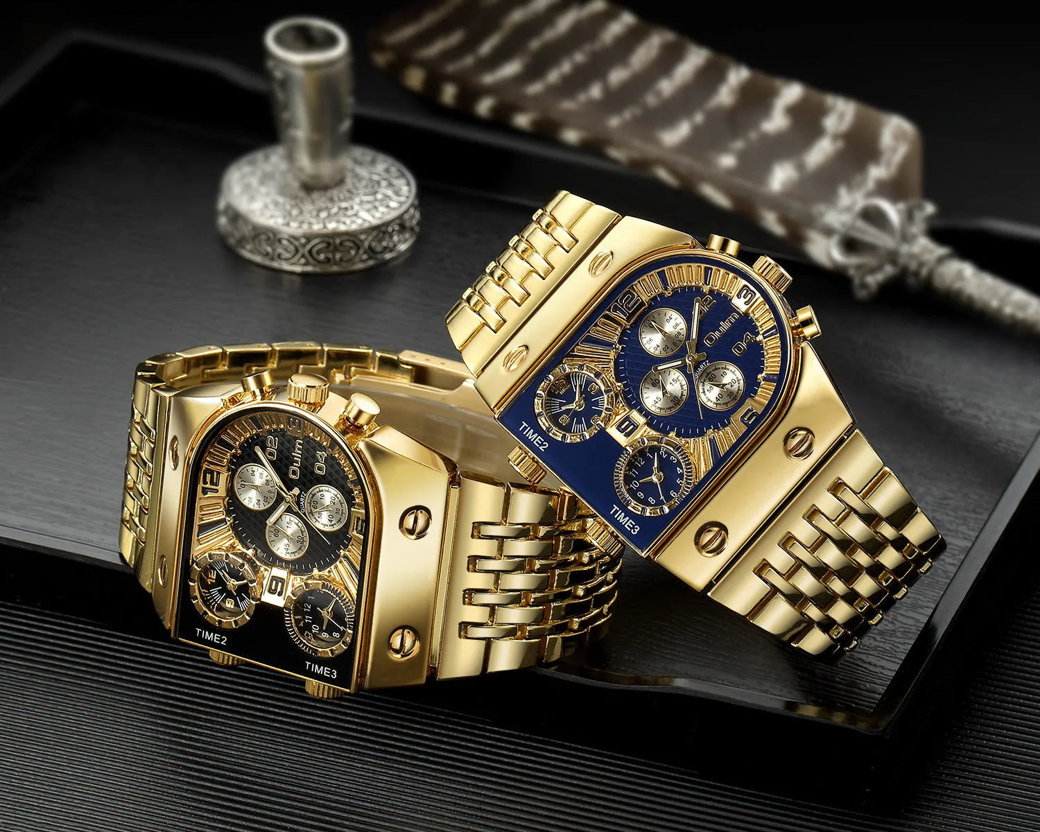 Luminous men's watch with steel band and gold-tone casual design