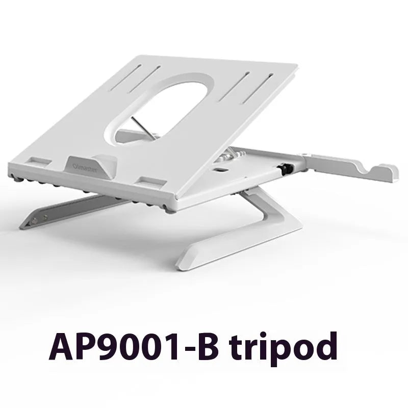 New folding laptop stand in black with 9-level angle adjustment, cooling slot, and phone holder for 10-15.6 inch laptops