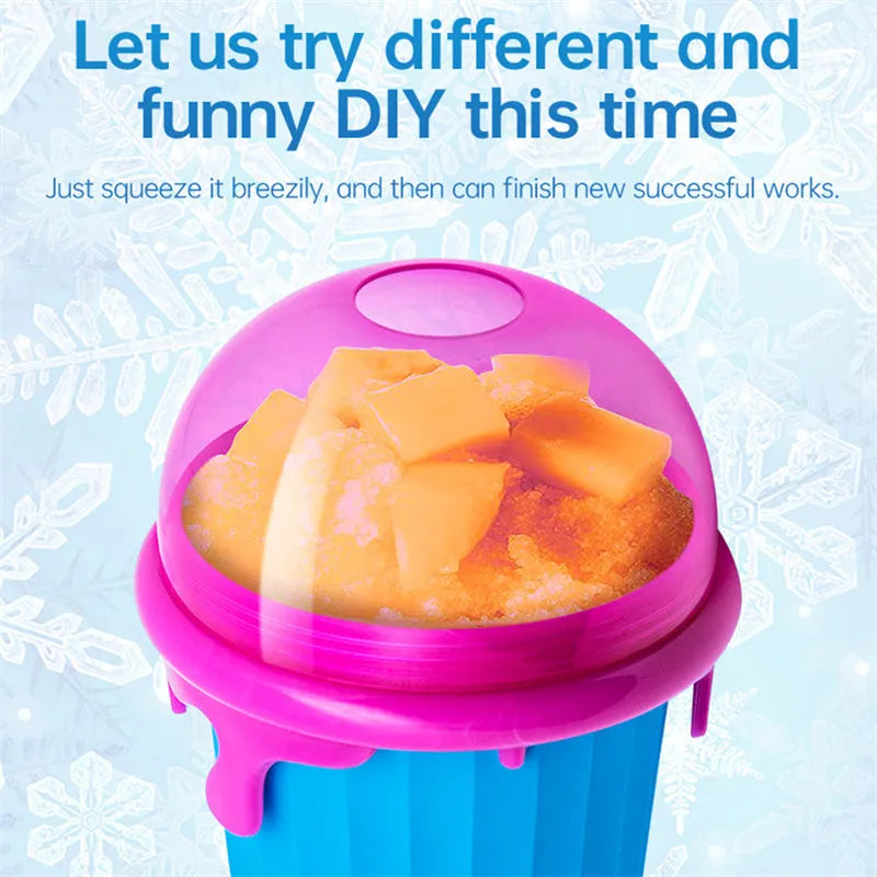 Blue 500ml slushy maker cup for quick-frozen smoothies and homemade juice
