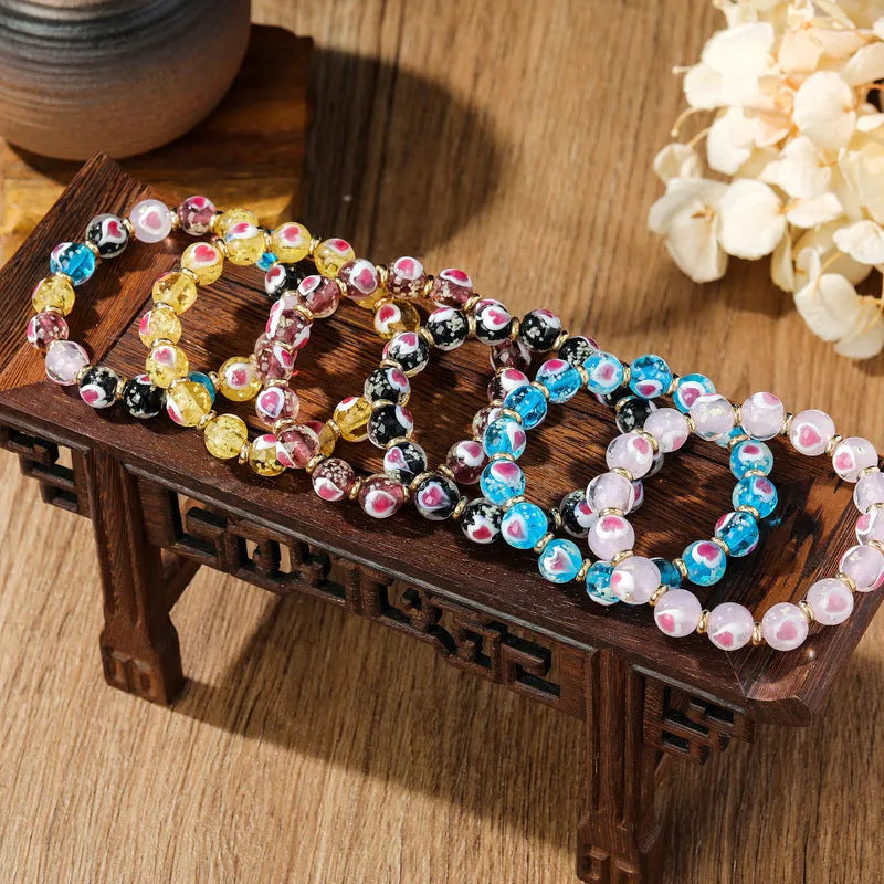 Handmade ancient fluorescent glaze swallowing gold beast heart bracelet in 10mm size