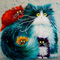 DIY painting by numbers kit for scared surprised cat art with canvas, acrylic paints, and brushes