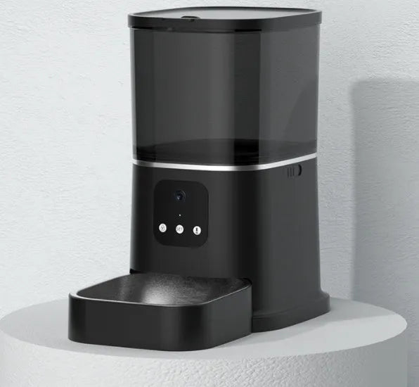 Dark green 6L WiFi automatic pet feeder with stainless steel bowl and digital control panel