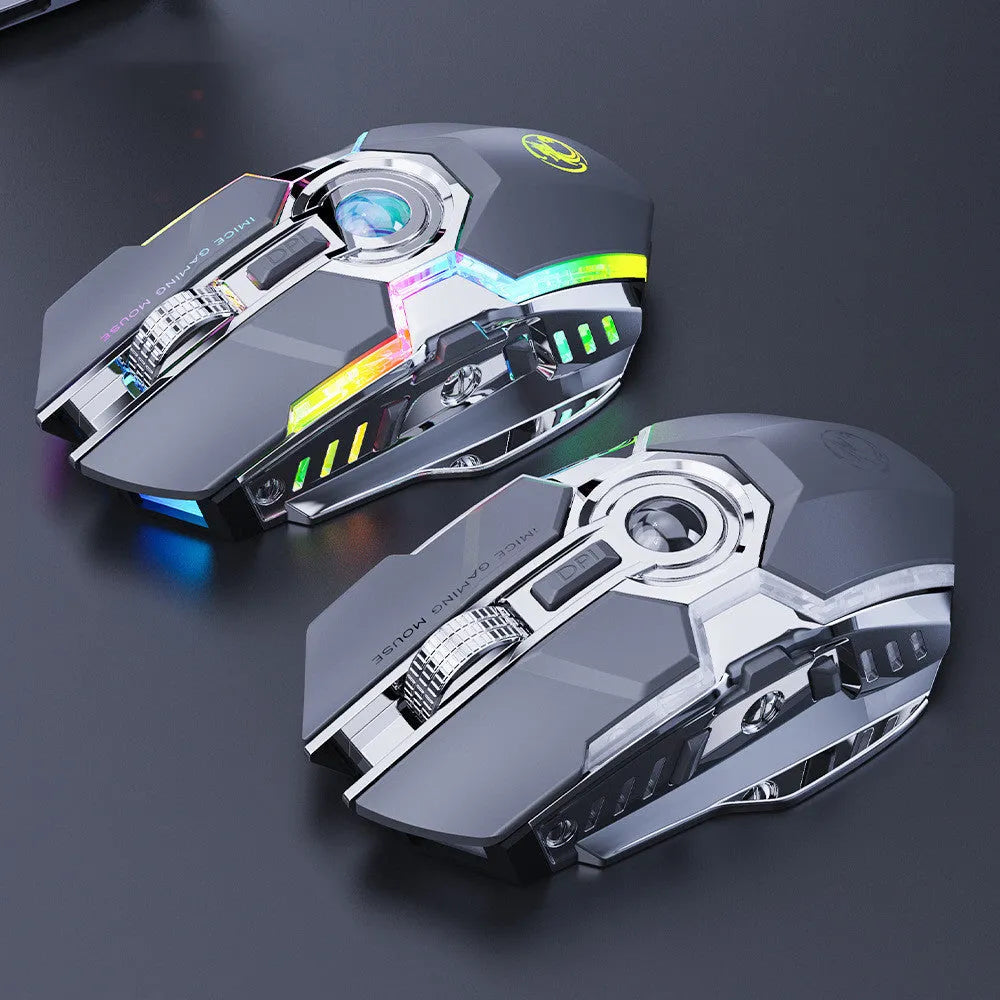 7-button 2.4G wireless gaming mouse, 3200dpi, RGB streamer, 120x78x35mm, black or grey