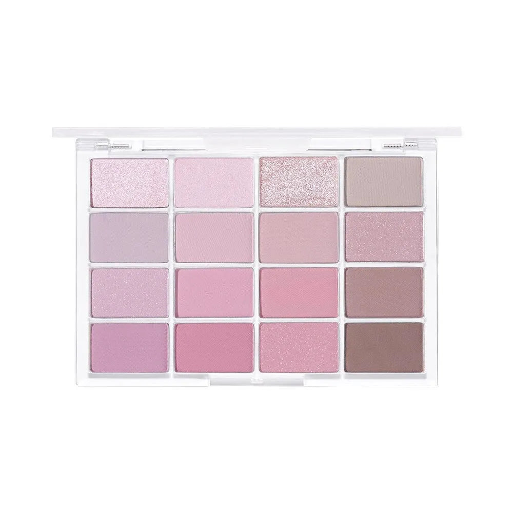 16 colour eye shadow palette with shimmer and matte finishes showing Crouching Silkworm design