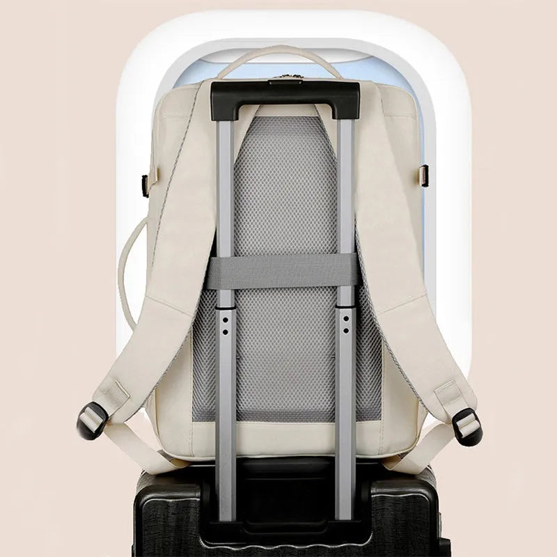 Waterproof Oxford cloth business travel backpack with multiple pockets showing black colour option