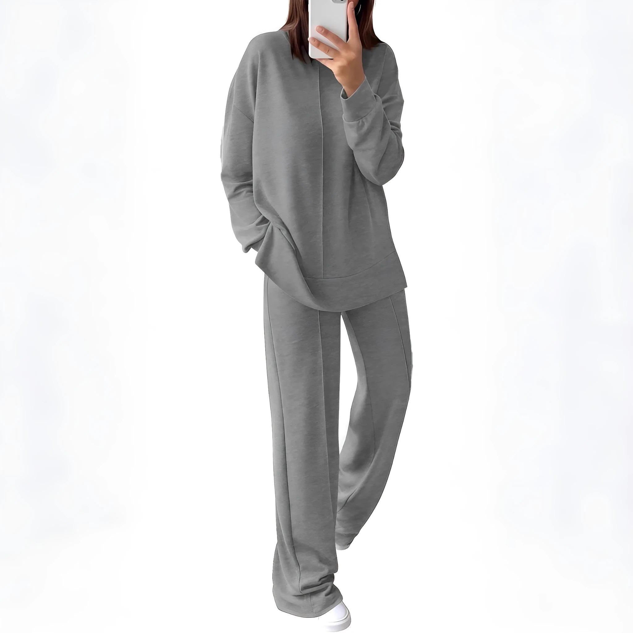 Women's long-sleeve polyester sports suit top and trousers in army green
