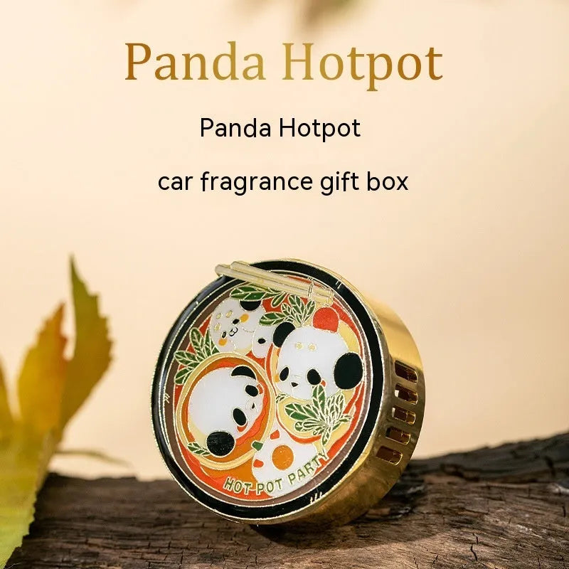 Panda hot pot design car fragrance decoration with diatomaceous earth scent tablets