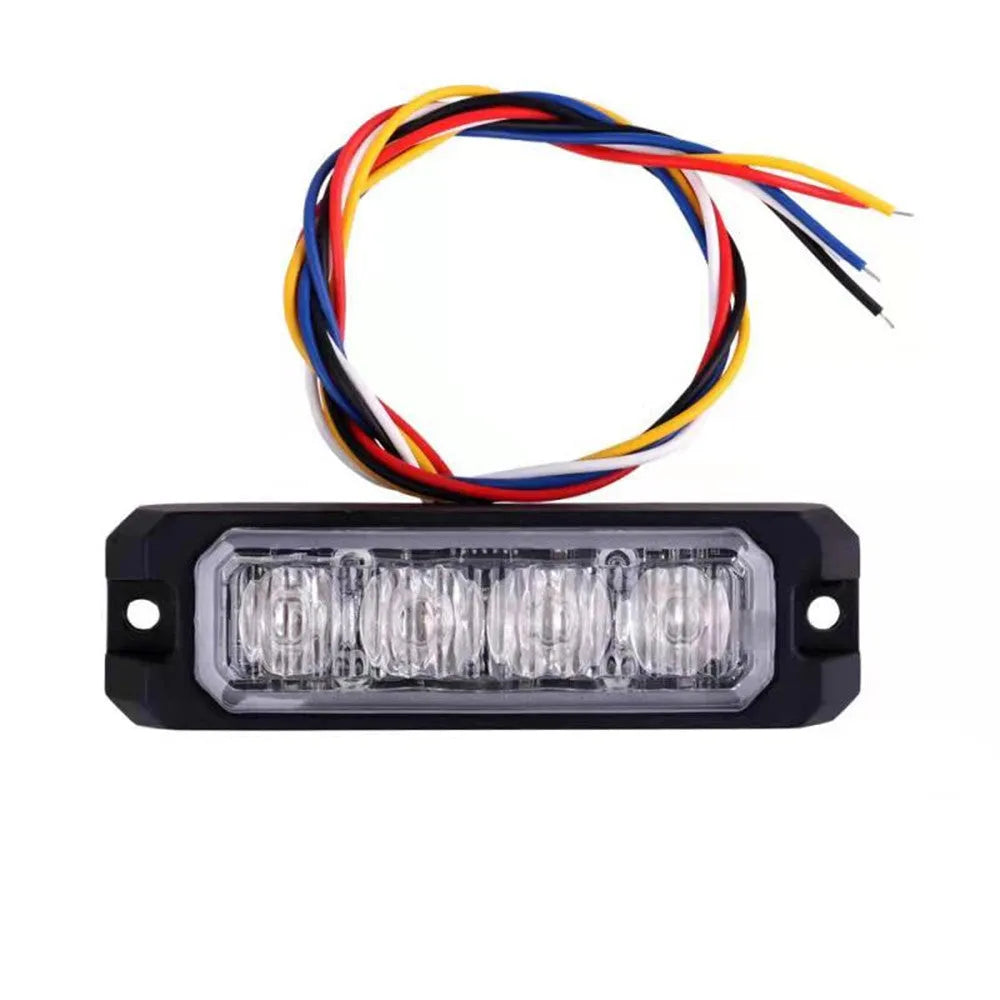 12W LED strobe warning light with 5-wire sync for truck side mounting, blue and red colour options
