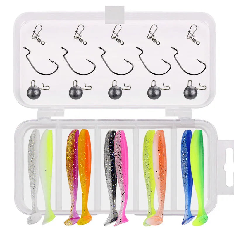 Simulation two-colour T tail jig hook crank hook suit in snake suit colour, size 13.3 cm