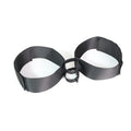 Black knitted belt harness strap for sex toy restraint with appliance attachment