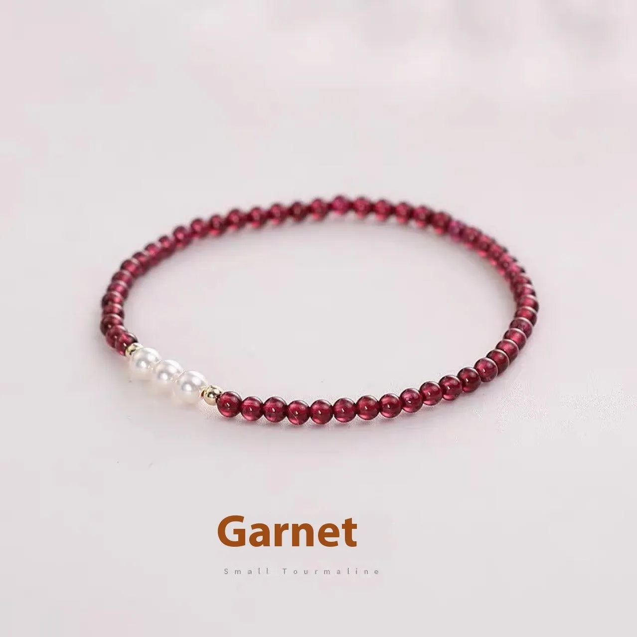 Women's artificial pearl bracelet with 3mm new Chinese garnet beads and crystal elements in fashion OL style