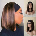 Brown middle part wig with inner layer gradient, medium long high temperature silk hair for women