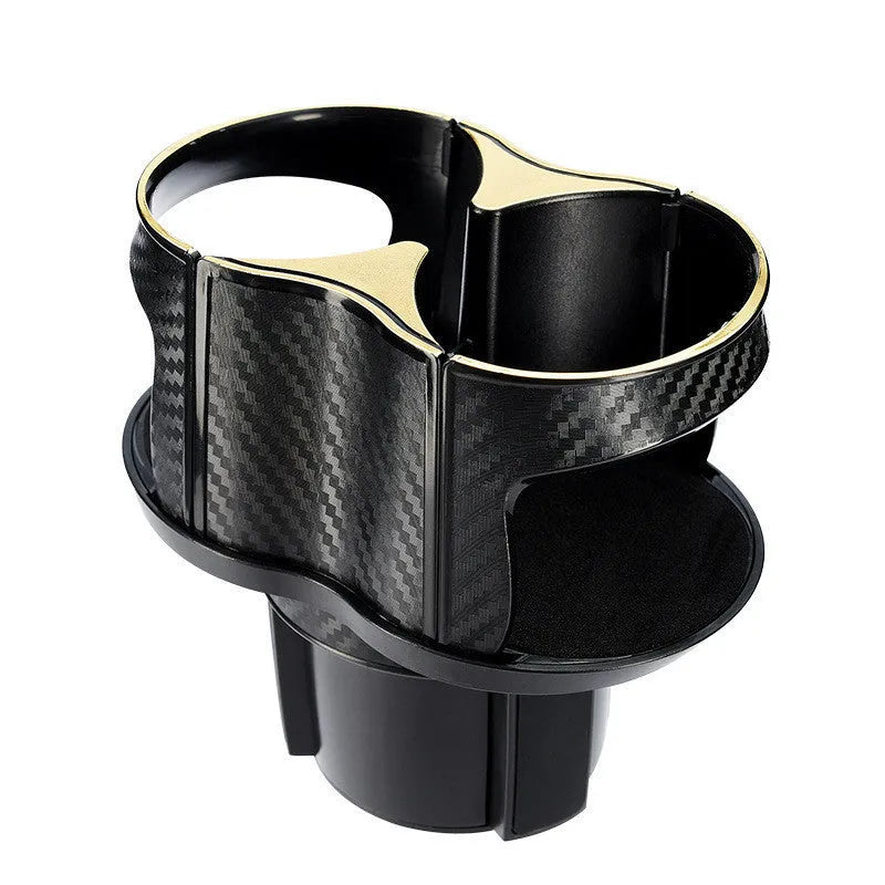 Car water cup holder in carbon fibre black with gold or silver edge and adjustable 5-7CM clamp