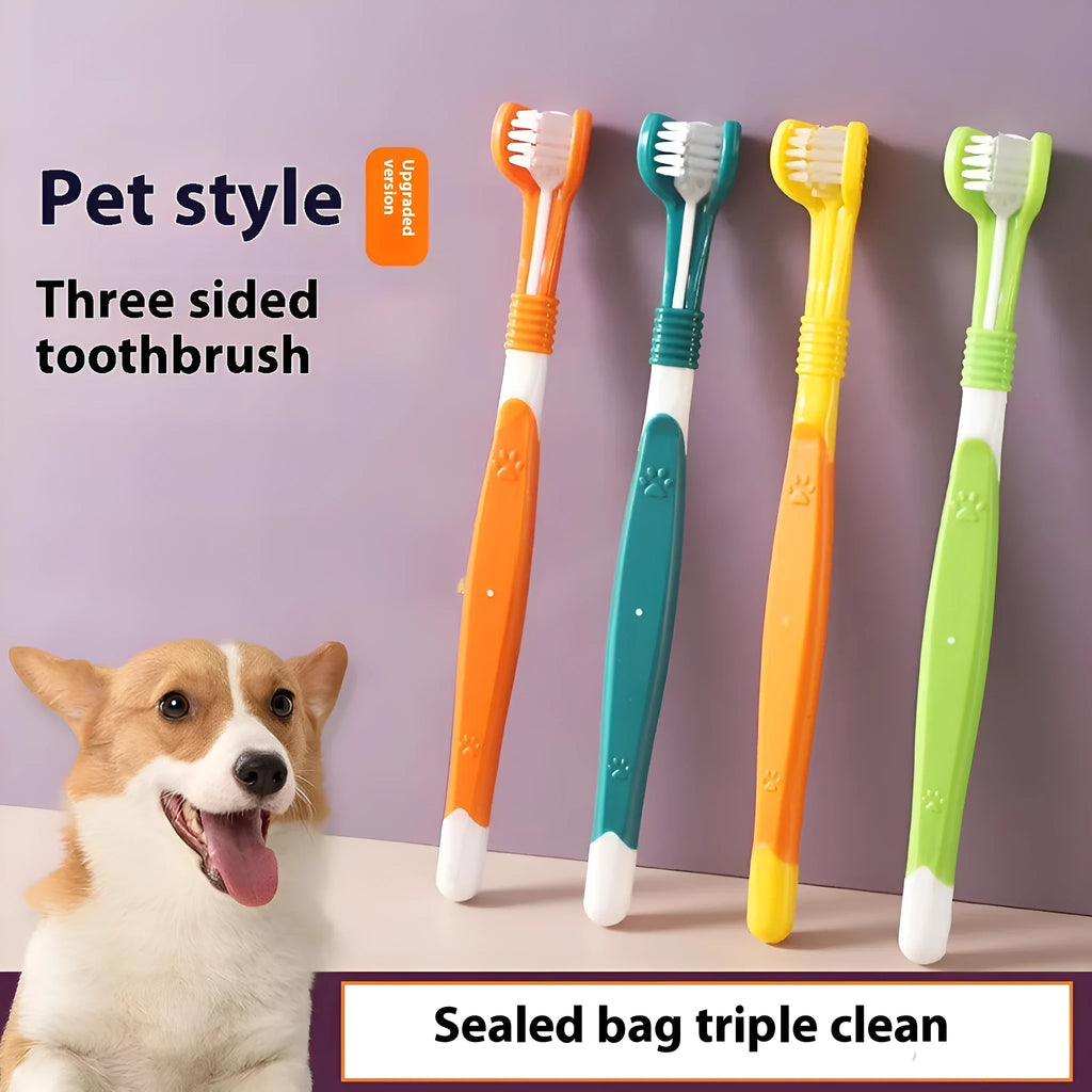 Pet toothbrush for dogs and cats in various colours including orange, dark green and yellow options