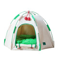 Dome-shaped cloth cat tent with optional thick pad for indoor pet sleeping
