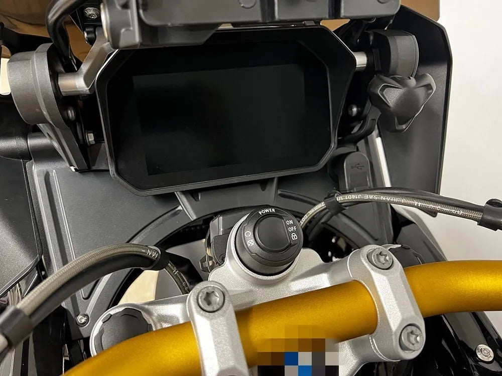 Black cockpit motorcycle fairing accessory for BMW R1250GS and R1200GS LC models.