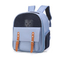 45L pet carrier backpack in Oxford cloth with cradle net, shown in blue, beige, or green