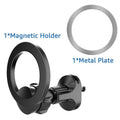 Black magnetic car air vent phone holder with O-ring for phones under 6.8 inches.