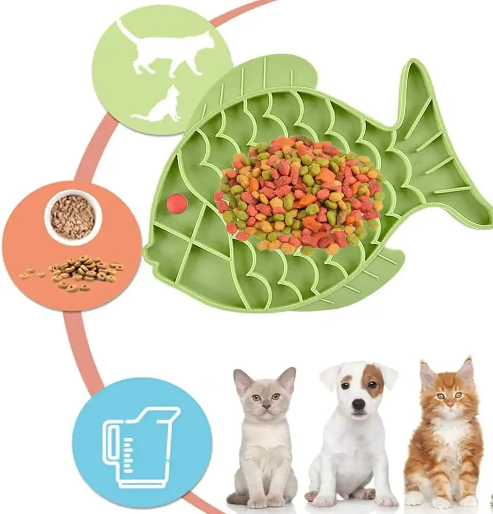 Silicone lick mat for dogs in blue, green, or grey, 24.5x19cm, slow feeder with textured surface