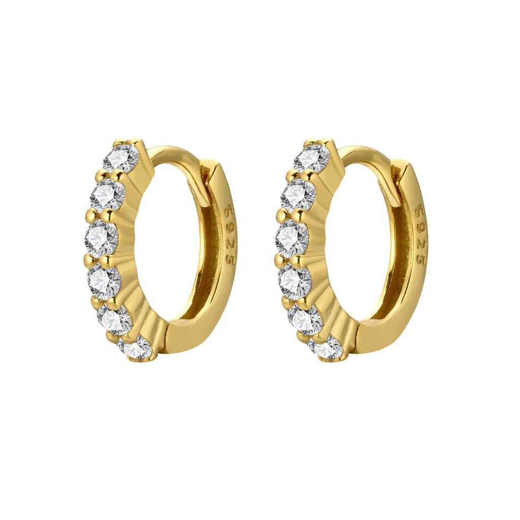Pair of simple geometric 925 silver wild earrings for women in white gold electroplated finish