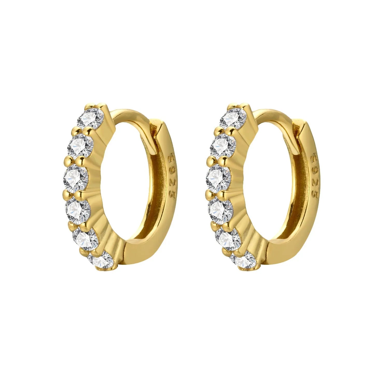 Pair of simple geometric 925 silver wild earrings for women in white gold electroplated finish