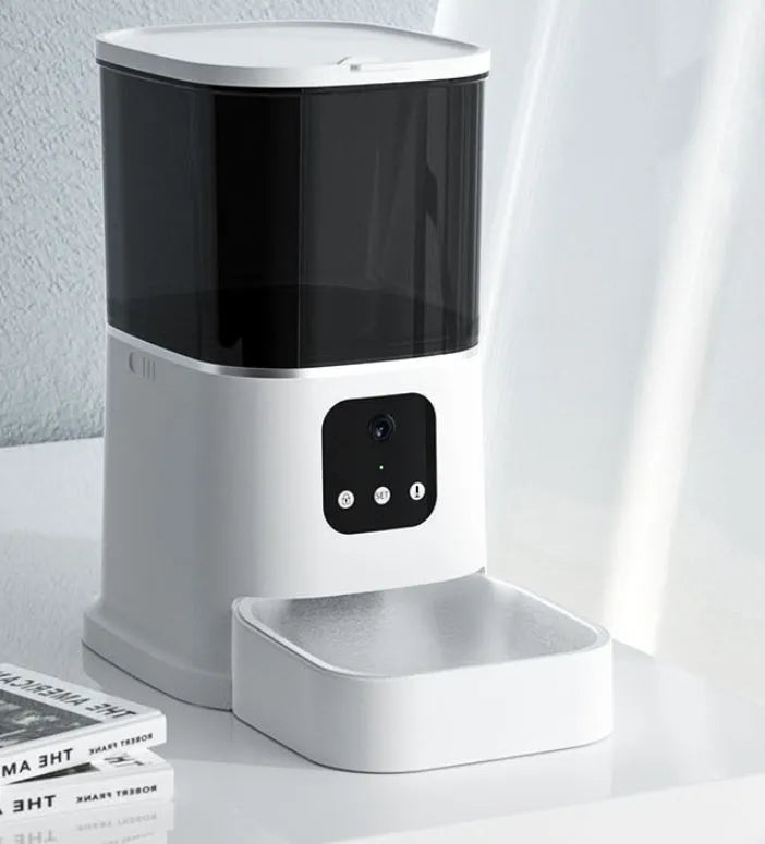 Dark green 6L WiFi automatic pet feeder with stainless steel bowl and digital control panel
