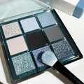 MUGLEEN nine-colour eyeshadow palette 08 showing blue smoked effect and earth tones