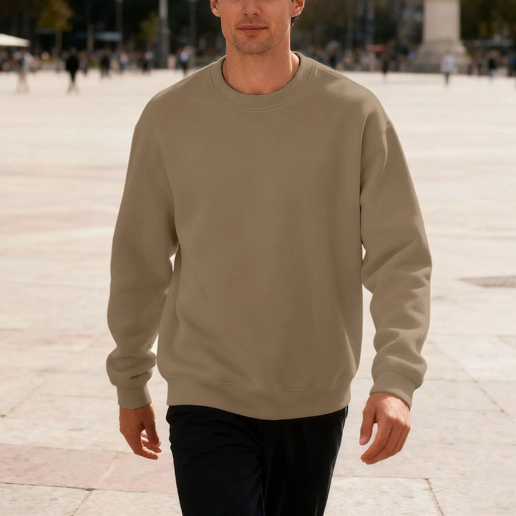 Polyester long sleeve loose oversized casual top for men in autumn solid colour