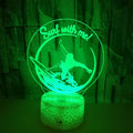 Touch control 3D night lamp with crack-patterned acrylic and seven colour LED lighting