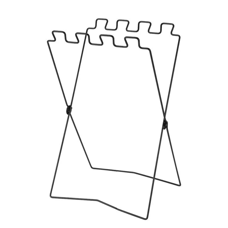 Silver folding garbage bag bracket made from stainless steel for camping and household waste management