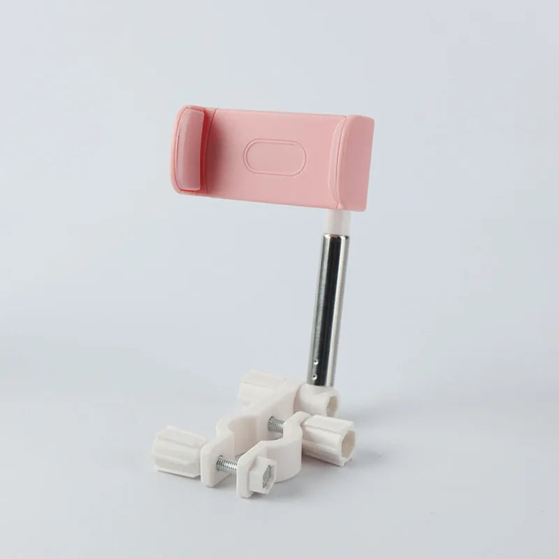 Black car phone holder mounted with 360-degree rotation adjustment mechanism visible