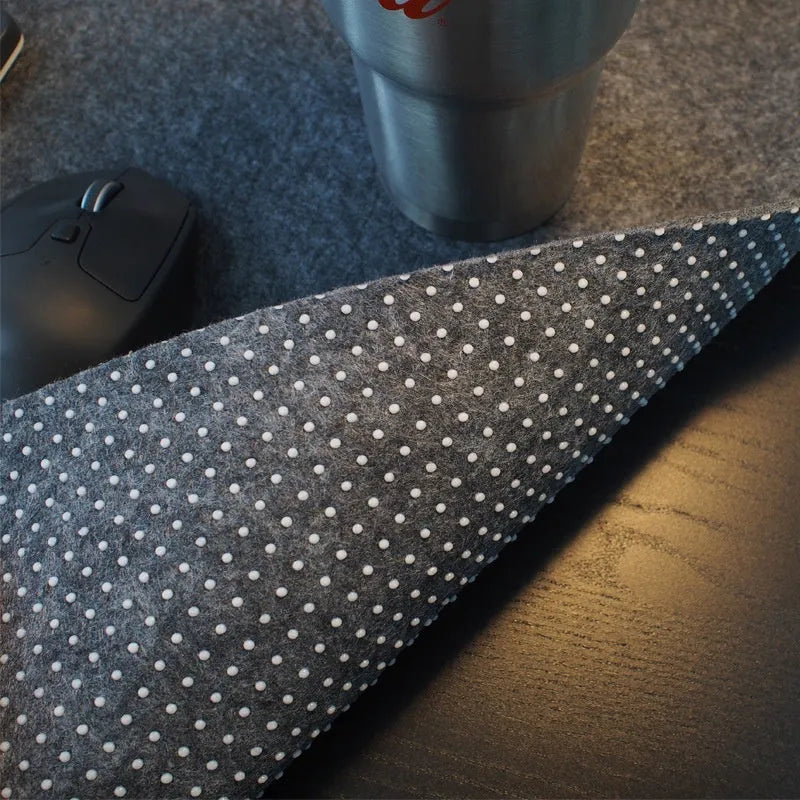 Black gray wool felt desk pad 80cm x 40cm non-slip for keyboard and mouse