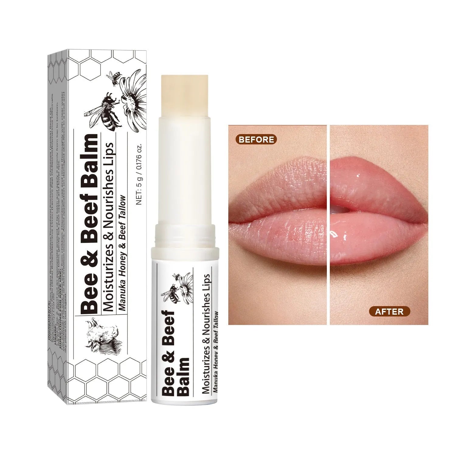 Organic grass-fed butter beef fat lip balm tube 83mm 19mm FP-B020