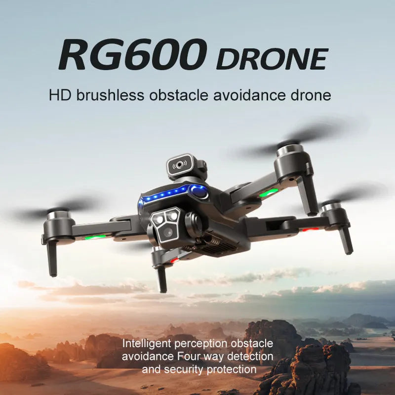Orange plastic UAV drone with four-side obstacle avoidance and brushless motor
