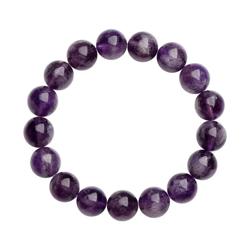Natural feather amethyst snow mountain purple crystal bracelet with geometric Ruyi design and scattered beads