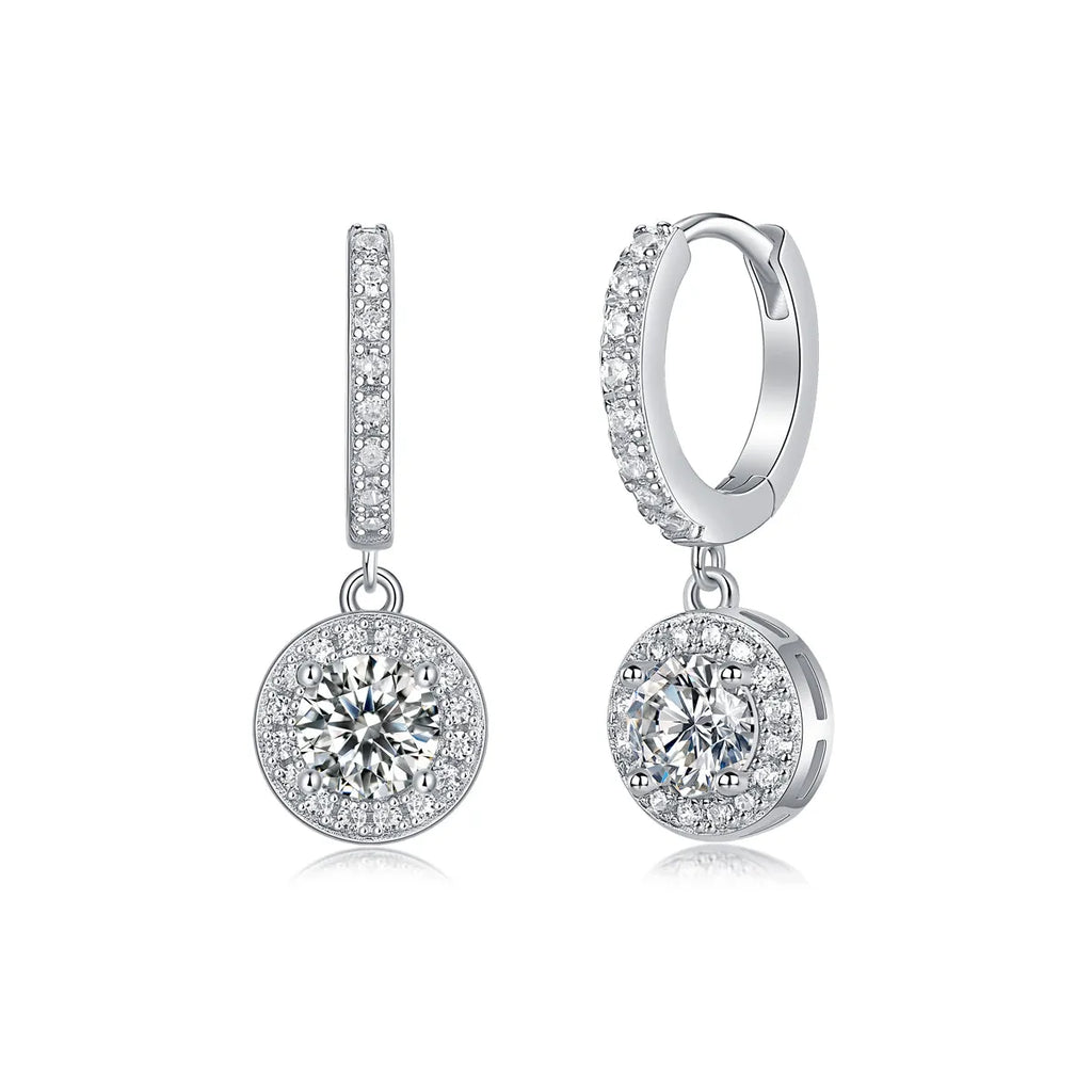 0.5-carat moissanite stud earrings S925 silver platinum-plated gift box jewellery